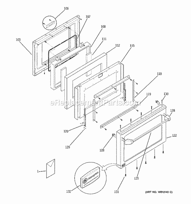 GE ZDP36L4DH2SS Gas Range Door Diagram