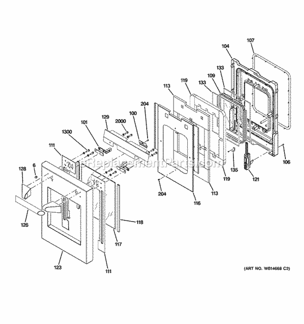 GE ZDP486NDP5SS Small Door Assembly Diagram