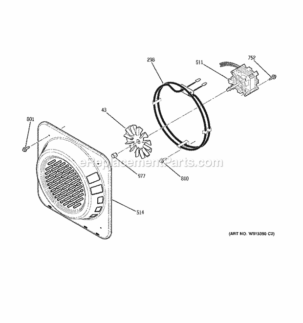 GE ZET958BF5BB Electric Range Convection Fan Diagram