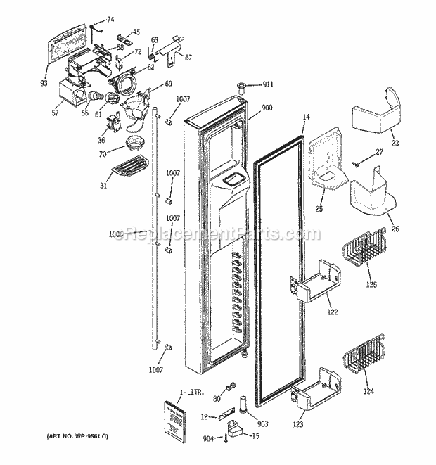 GE ZFSB23DRDSS Refrigerator Freezer Door Diagram