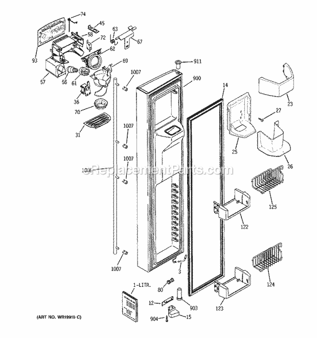 GE ZFSB23DRFSS Refrigerator Freezer Door Diagram