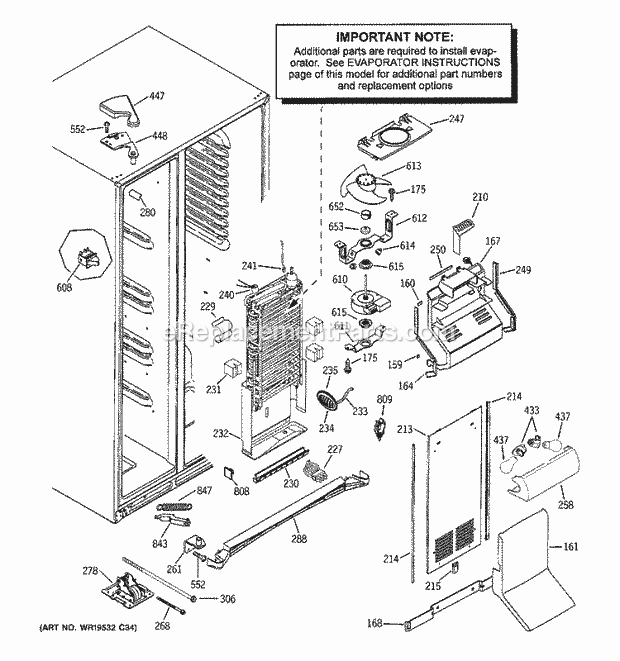 GE ZFSB23DRFSS Refrigerator Freezer Section Diagram