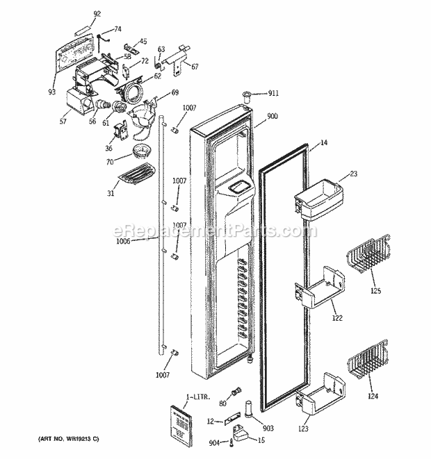 GE ZFSB26DNASS Refrigerator Freezer Door Diagram