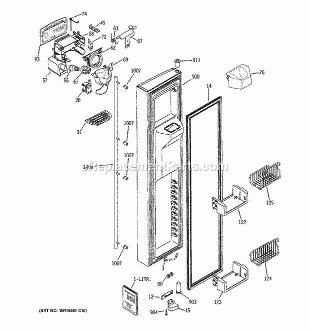 GE ZFSB26DRESS Refrigerator Freezer Door Diagram