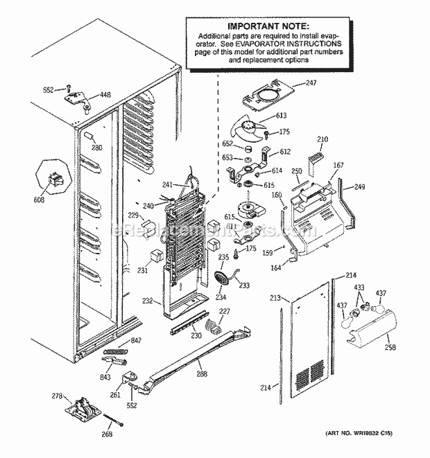 GE ZFSB26DRESS Refrigerator Freezer Section Diagram