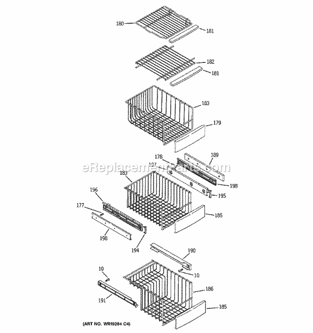 GE ZFSB26DRESS Refrigerator Freezer Shelves Diagram