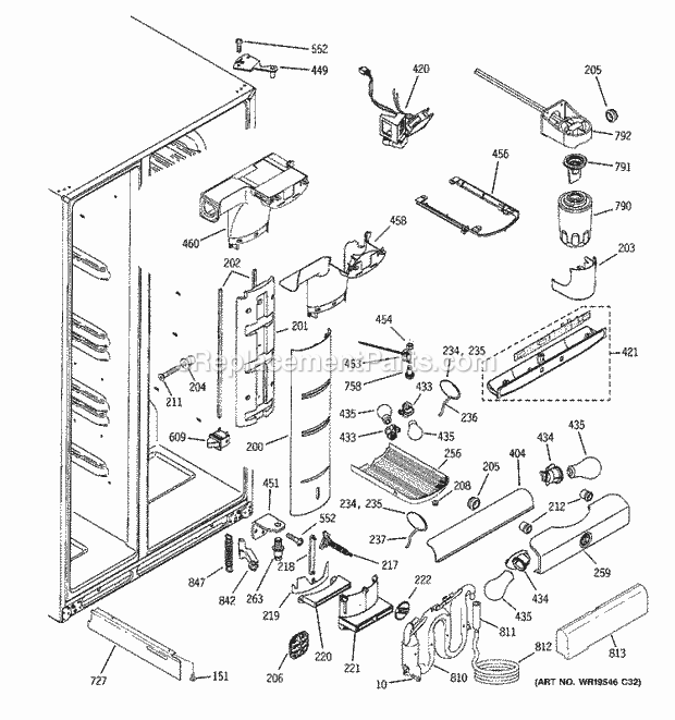 GE ZFSB26DRESS Refrigerator Fresh Food Section Diagram