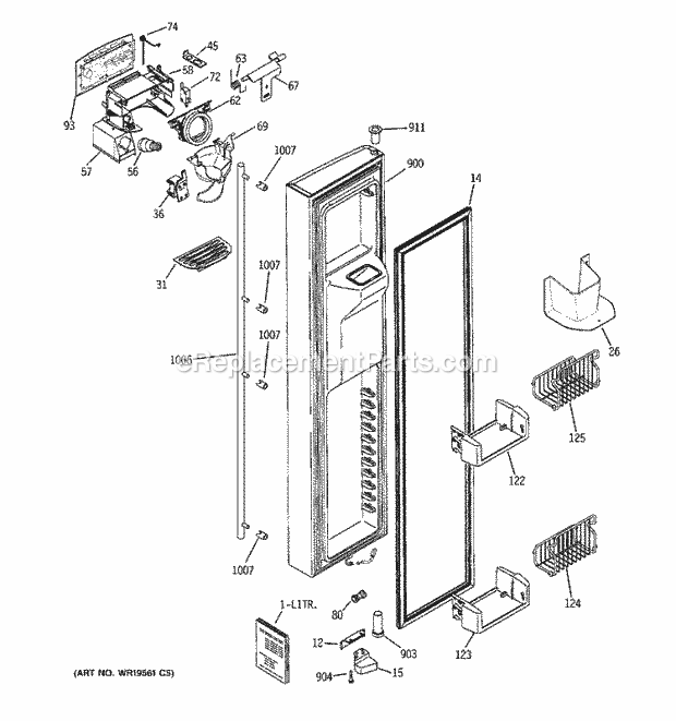 GE ZFSB26DRGSS Refrigerator Freezer Door Diagram