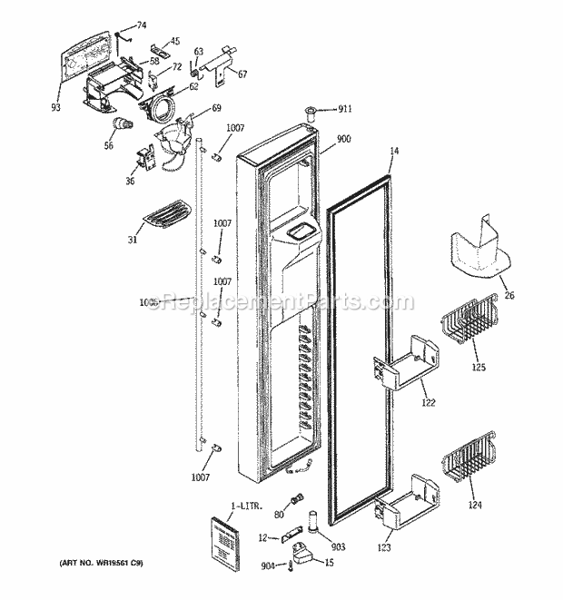 GE ZFSB26DRHSS Refrigerator Freezer Door Diagram