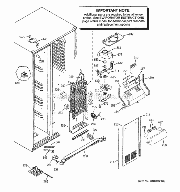 GE ZFSB26DRKSS Refrigerator R Series Freezer Section Diagram
