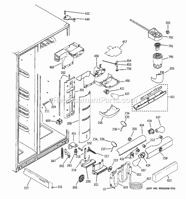 GE ZFSB26DRKSS Refrigerator R Series Fresh Food Section Diagram