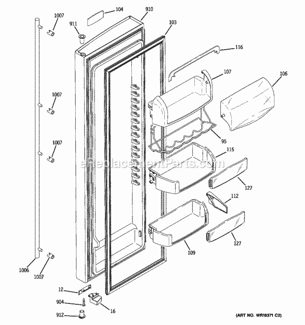 GE ZFSB26DRLSS Fresh Food Door Diagram