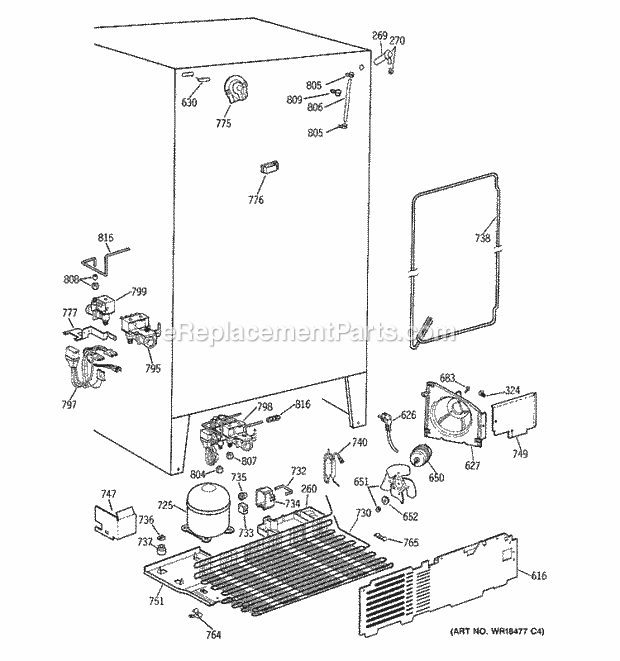 GE ZFSB27DAASS Refrigerator Unit Parts Diagram