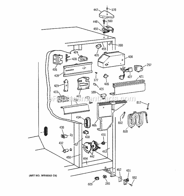 GE ZFSB27DYASS Refrigerator Fresh Food Section Diagram