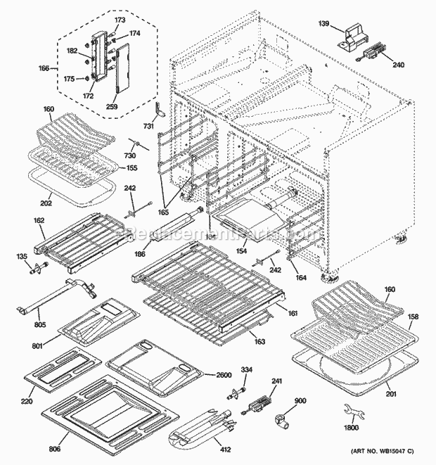 GE ZGP486NDR2SS Oven Cavity Parts Diagram