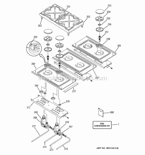 GE ZGU36L6H2SS Gas Range Gas & Burner Parts Diagram