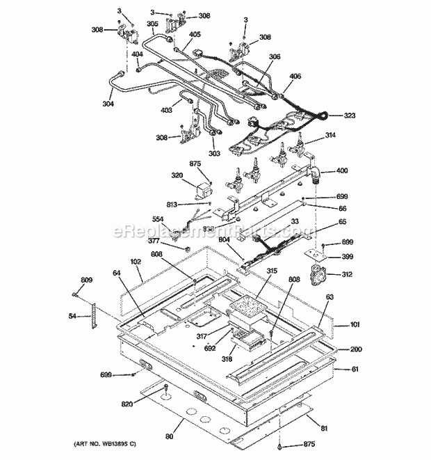 GE ZGU384LSM1SS Gas Range Gas & Burner Parts Diagram