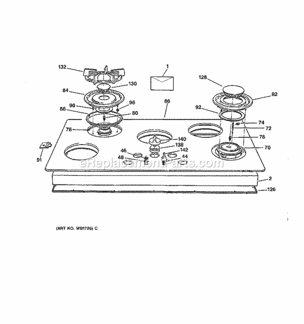 GE ZGU665WEX1WG Gas Range Cooktop Diagram