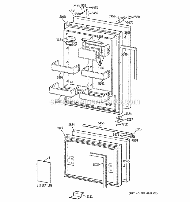 GE ZICS36NABSSLH Refrigerator Doors Diagram