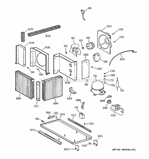 GE ZIF36NMBRH Refrigerator Unit Parts Diagram