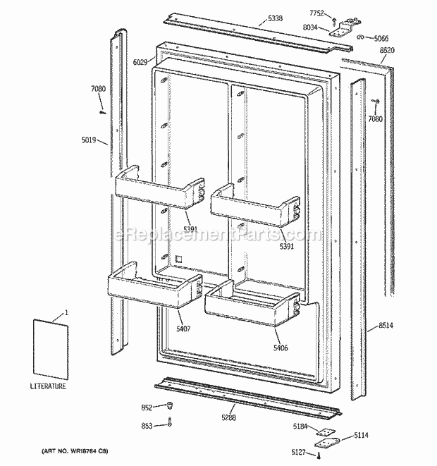 GE ZIF36NMGLH Refrigerator Freezer Door Diagram