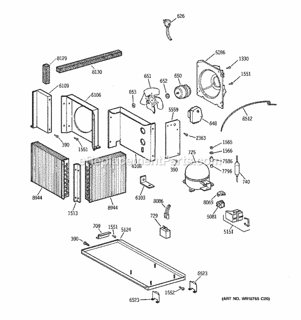 GE ZIF36NMGLH Refrigerator Unit Parts Diagram