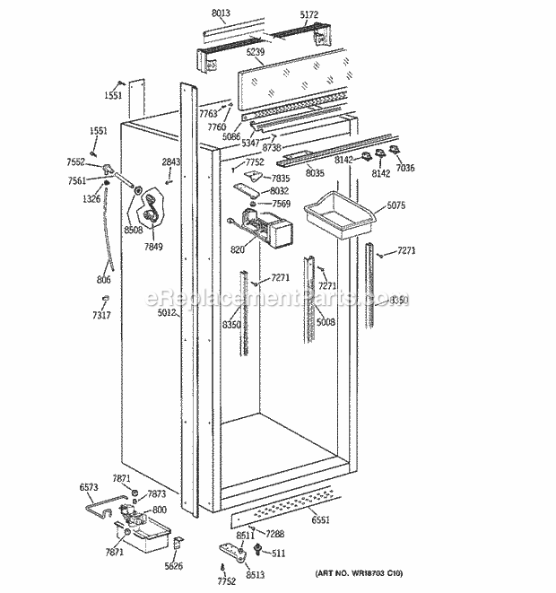 GE ZIFS36NDALH Refrigerator Cabinet Parts (2) Diagram