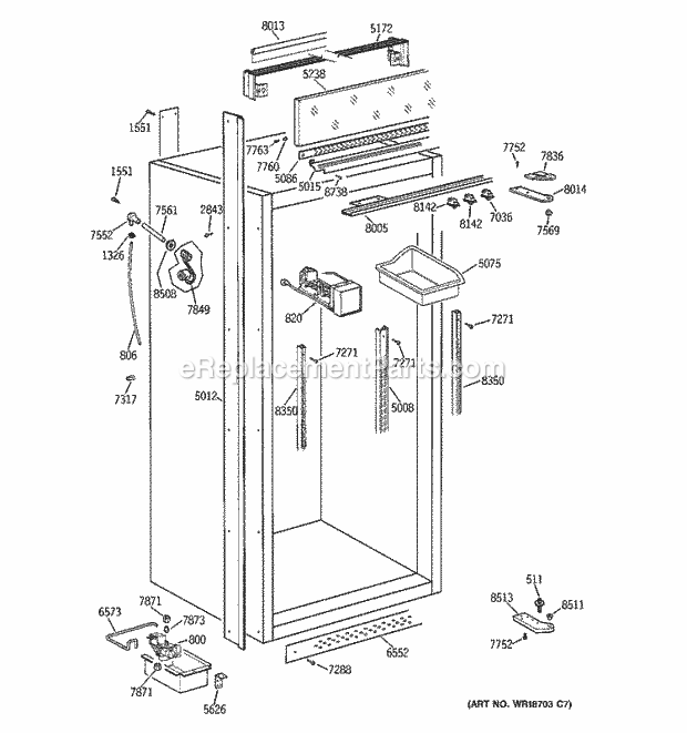 GE ZIFS36NDARH Refrigerator Cabinet Parts (2) Diagram