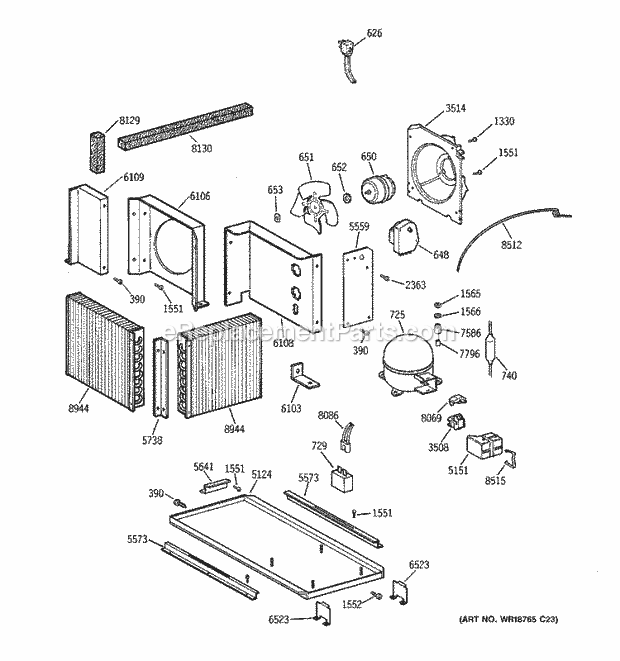 GE ZIFS36NMBRH Refrigerator Unit Parts Diagram