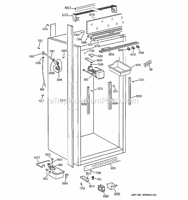 GE ZIFS36NMCLH Refrigerator Cabinet Parts (2) Diagram