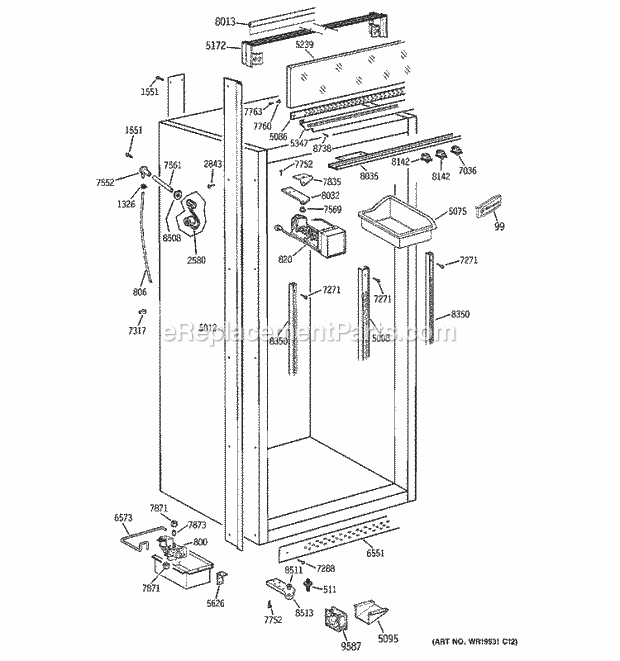 GE ZIFS36NMDLH Refrigerator Cabinet Parts (2) Diagram