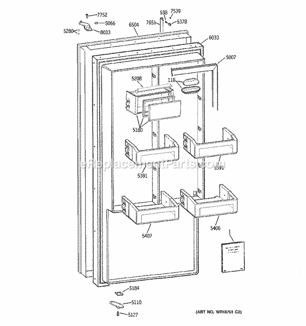 GE ZIRS36NDARH Refrigerator Freezer Door Diagram