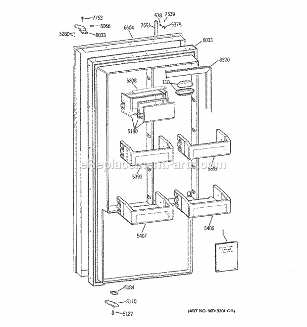 GE ZIRS36NMBRH Refrigerator Door Diagram