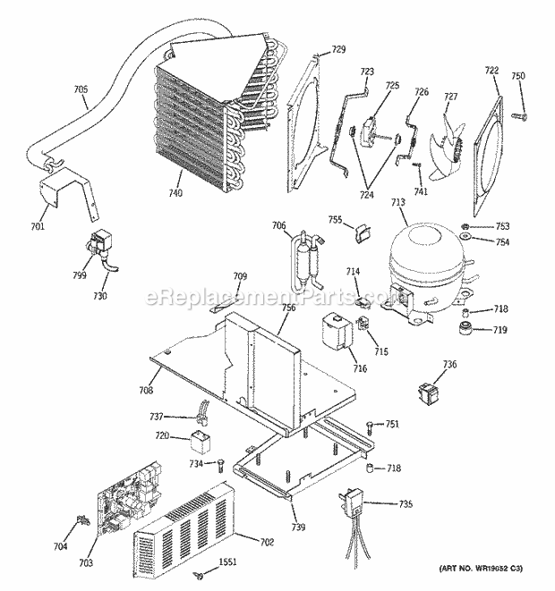 GE ZIS360NMA Refrigerator Sealed System & Mother Board Diagram