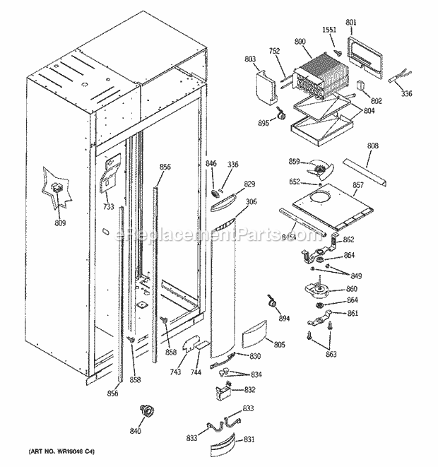 GE ZIS360NMA Refrigerator Freezer Section Diagram