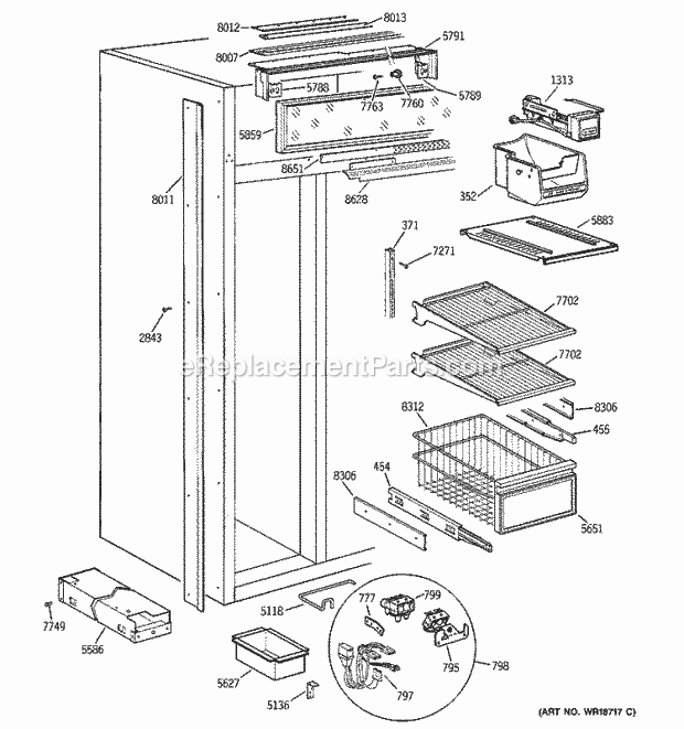 GE ZIS36NCB Refrigerator Freezer Section Diagram