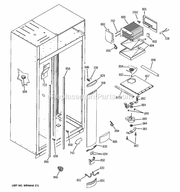 GE ZIS420NMD Refrigerator Freezer Section Diagram