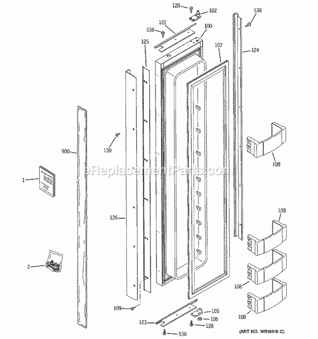 GE ZIS420NRC Refrigerator Freezer Door Diagram