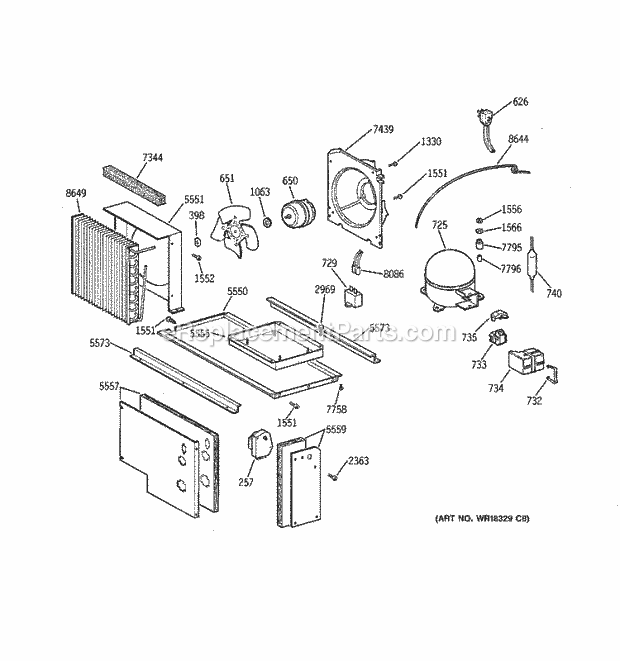 GE ZIS42NCA Refrigerator Unit Parts Diagram