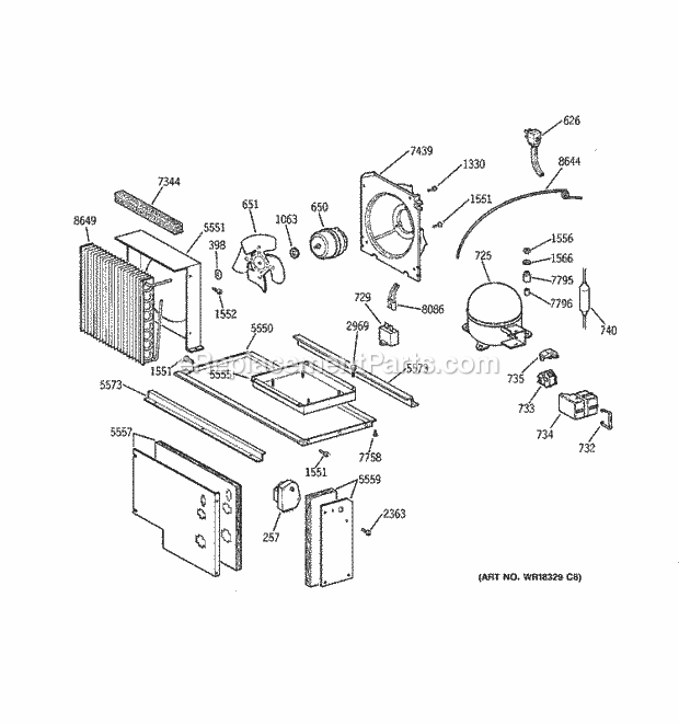GE ZIS42NYB Refrigerator Unit Parts Diagram