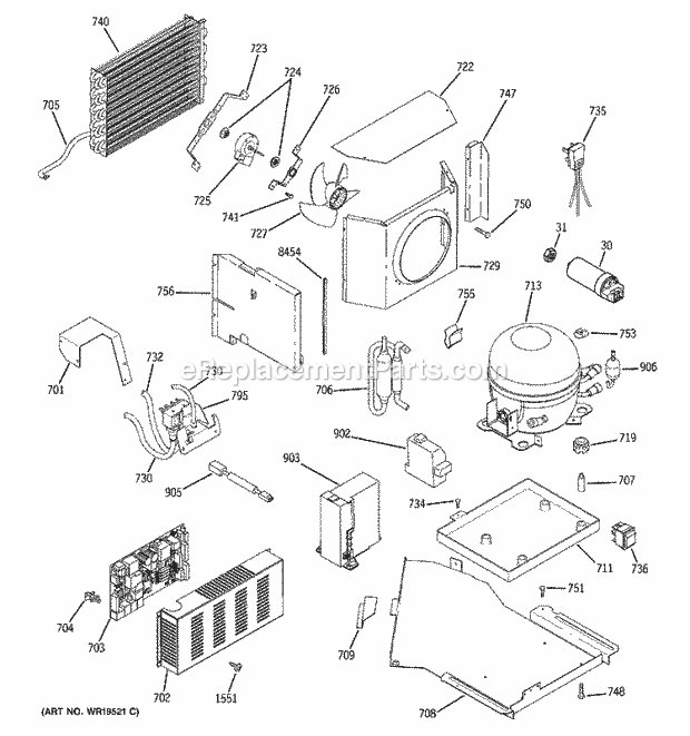 GE ZIS480NRA Refrigerator Sealed System & Mother Board Diagram