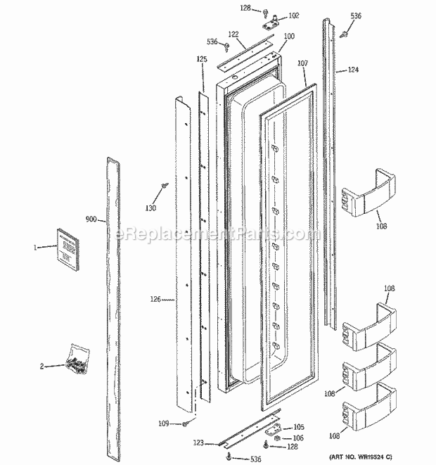 GE ZIS480NRA Refrigerator Freezer Door Diagram