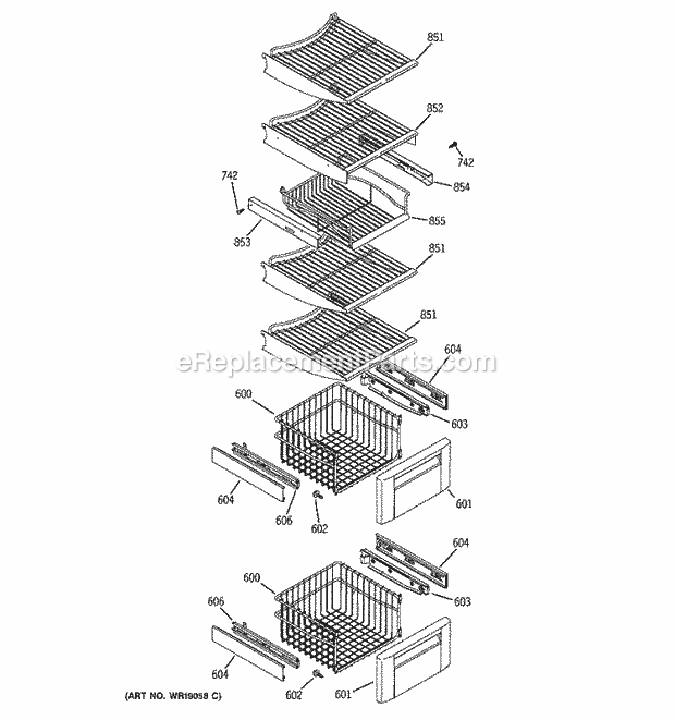 GE ZIS480NRA Refrigerator Freezer Shelves Diagram