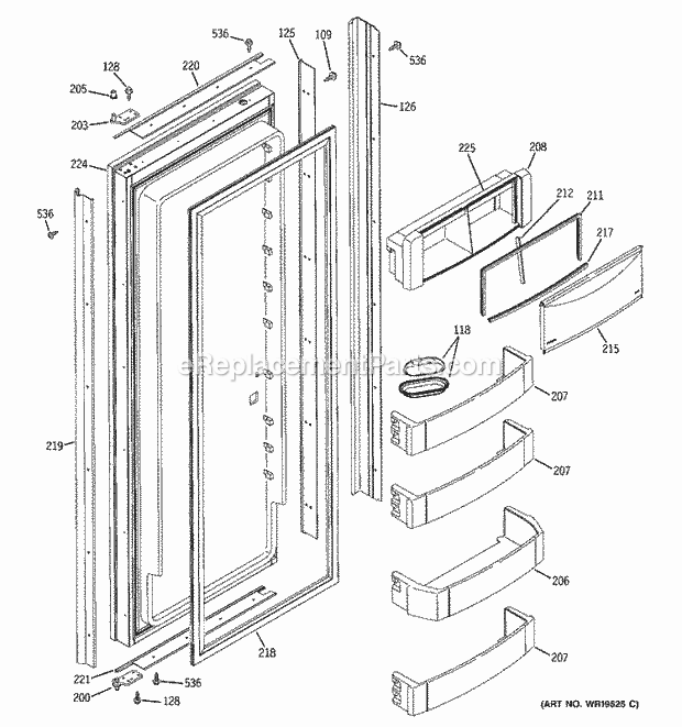 GE ZIS480NRA Refrigerator Fresh Food Door Diagram