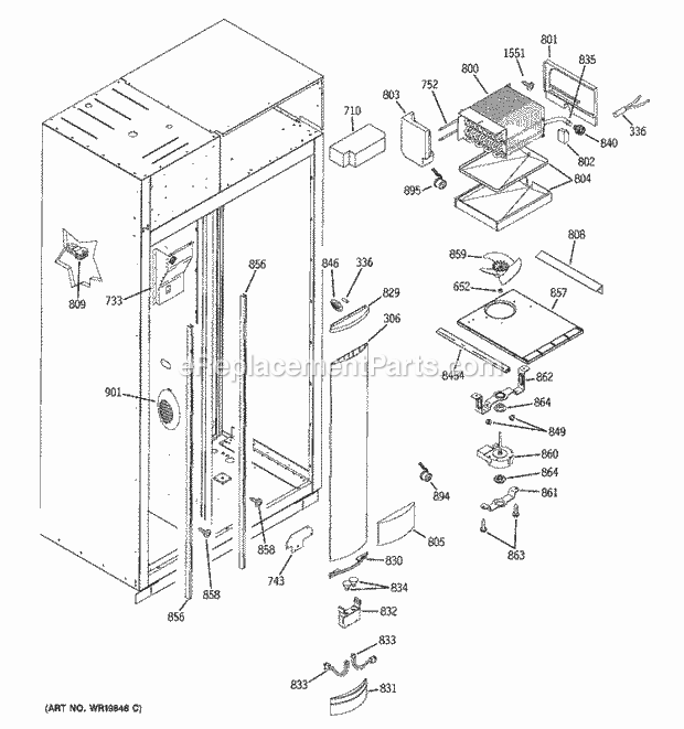 GE ZIS480NRG Refrigerator Freezer Section Diagram