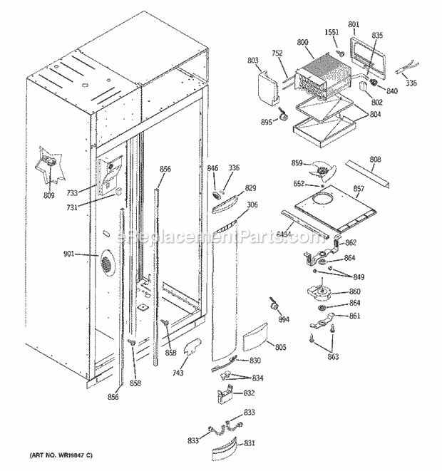 GE ZISB360DRF Refrigerator Freezer Section Diagram