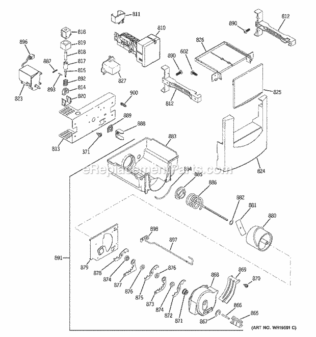 GE ZISB360DRF Refrigerator Ice Maker & Dispenser Diagram