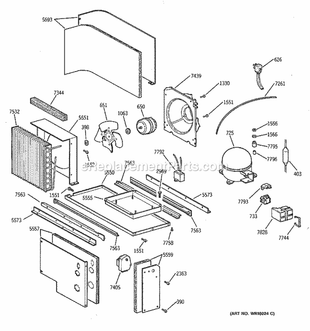 GE ZISB36DRC Refrigerator Unit Parts Diagram