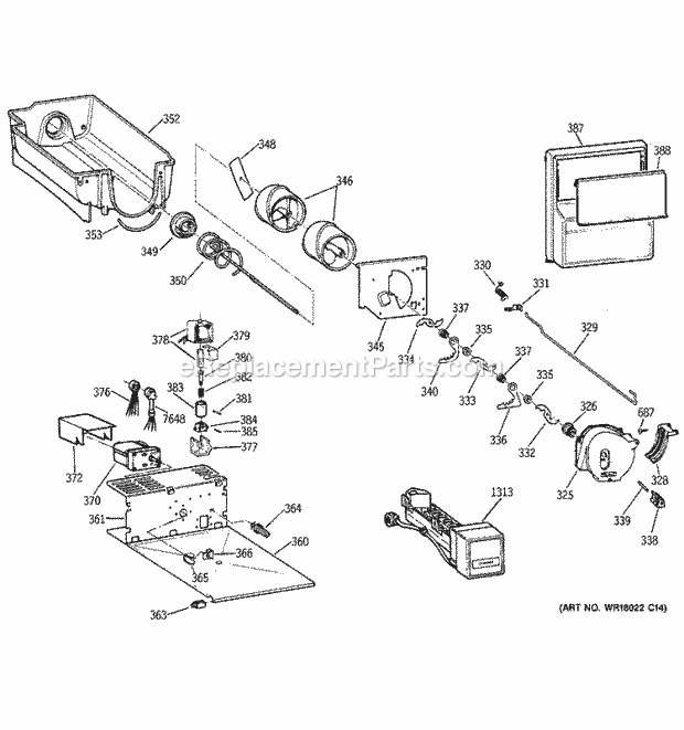 GE ZISB36DTC Refrigerator Ice Maker & Dispenser Diagram