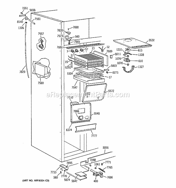 GE ZISB36DWA Refrigerator Freezer Section Diagram